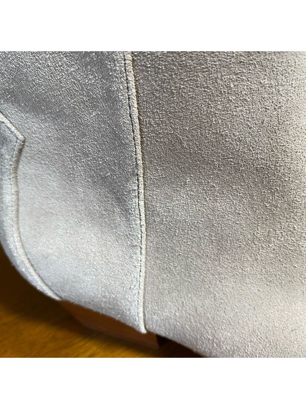 Nine West-NWT size 8.5 light putty gray “tristan” suede bootie.Side zip, 2” heel - Picture 6 of 14